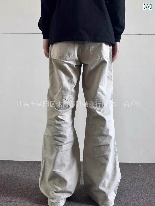 カーゴパンツ メンズ 水洗い加工 ワークパンツ ワイド ストレート ヴィンテージ風 ズボン…
