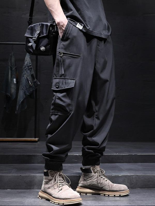 Skinney Pants - カーゴパンツ メンズ 接触冷感 テーパードパンツ スポーツパンツ 男性用 ゆったり ズボン 春夏 黒