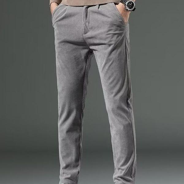 コーデュロイパンツ メンズ パンツ 秋冬 ストレート 伸縮性 ビジネス カジュアル ロングパンツ 黒 ブラック グレー ベージュ アイボリー