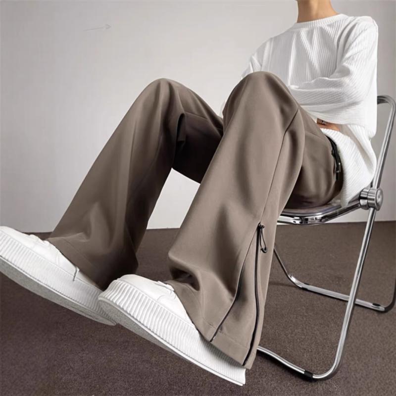 カジュアルパンツ メンズ 直筒型 無地 薄手 男性用 イージーパンツ ズボン 普段使い 部屋着 リラックスパンツ コーヒー色 黒 ブラック