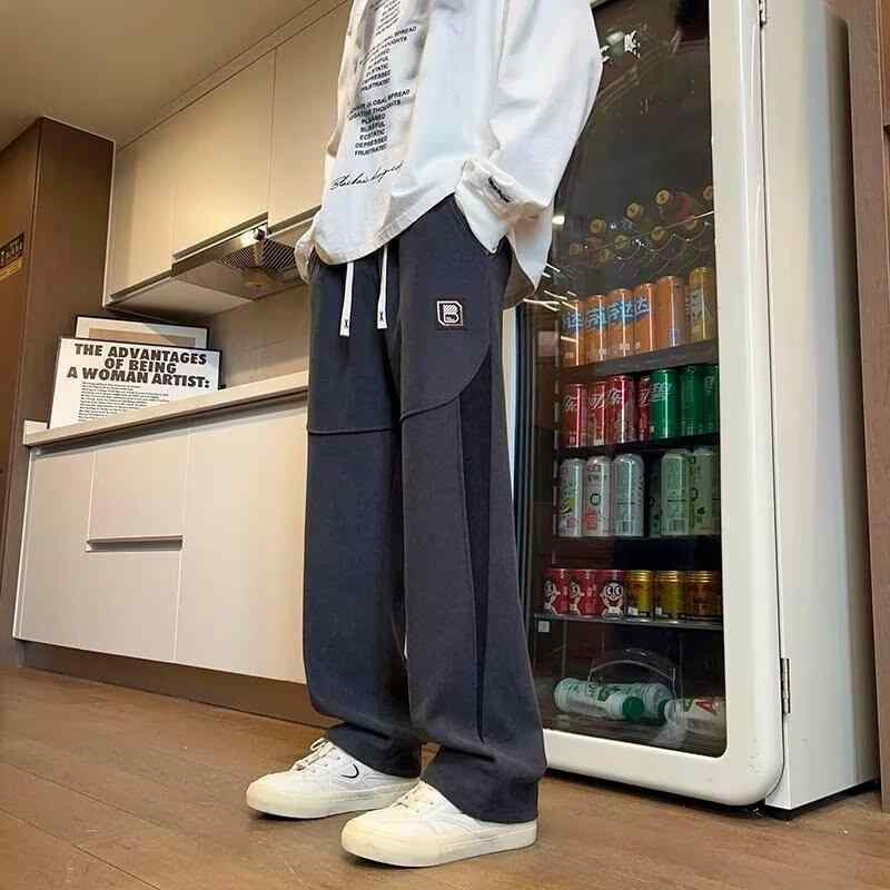 ズボン メンズ パンツ 秋冬 裏起毛 暖か テーパード ゆったり ストリート カジュアル リラックス 中学生 高校生 ブラック ダークグレー