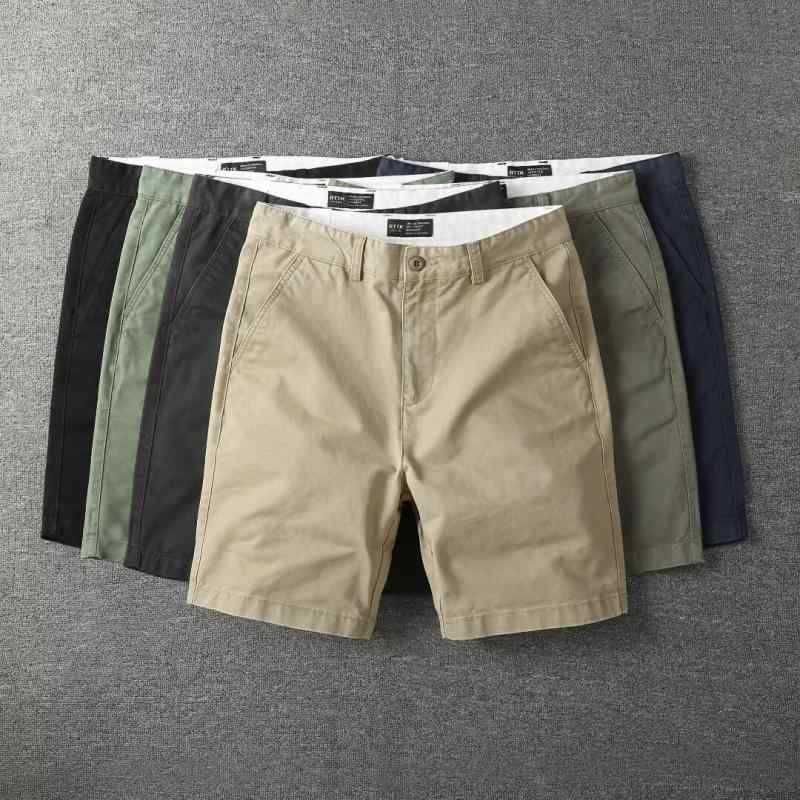 Cotton Pants - パンツ メンズ ハーフパンツ 作業着 ゆったり ストレート ミドル丈 5分丈 コットン 無地 春夏 黒 緑 青 グレー カーキ