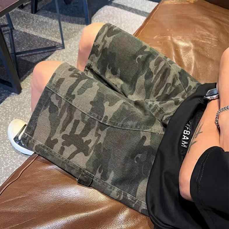 ハーフパンツ メンズ 迷彩柄 カーゴパンツ ワイドパンツ アメカジ ミリタリー ワークパンツ ひざ下丈 5分丈 ポリエステル イージーパンツ ストリート カジュアル