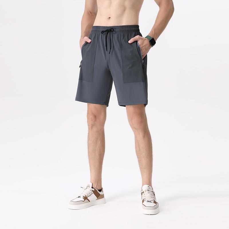Denim - スポーツパンツ メンズ ハーフパンツ 男性用 速乾 ランニング ウェア 5分丈 トレーニングパンツ 接触冷感 伸縮性 ストレッチ 普段使い 部屋着 デニム カーキ グレー ブラック