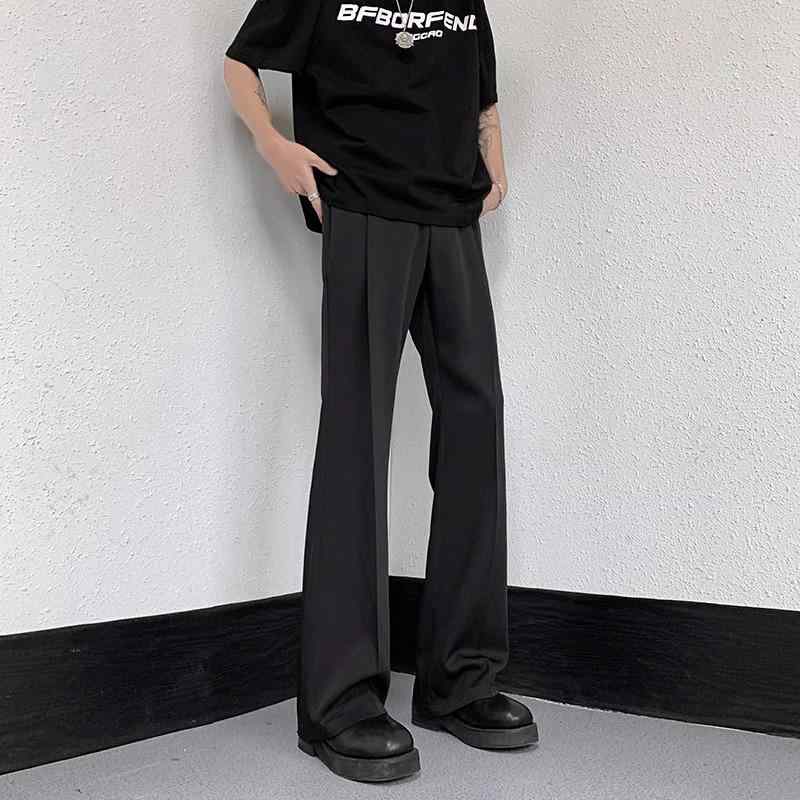 Rakuten - パンツ メンズ 春夏 接触冷感 微フレア スーツパンツ スラックス ズボン 男性用 テーパード イージーパンツ 無地 薄手 伸縮性