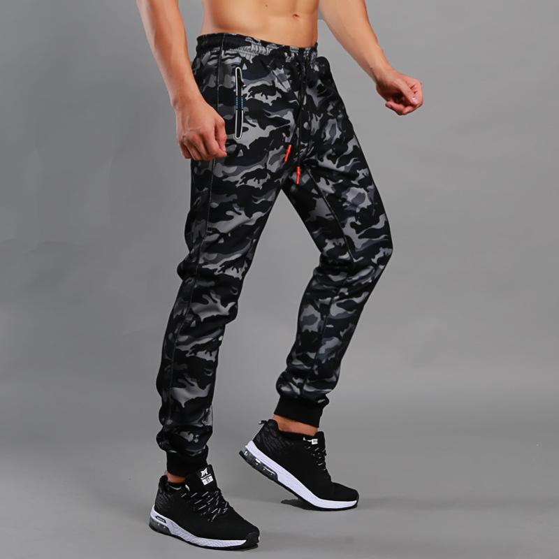 Pants - ロングパンツ メンズ スポーツ 迷彩柄 運動着 ジョガーパンツ 速乾性 トレーニング ランニングパンツ ポリエステル レッド ブルー グレー