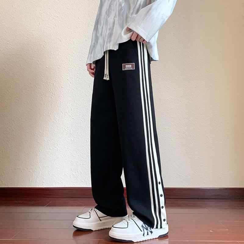 Bottoms - パンツ キッズ 男の子 ジュニア 10代 子供 用 スポーツ カジュアル 長ズボン 幾何学模様 ルーズ ウエストゴム 普段使い 部屋着 ブラック 黒 ホワイト 白 ポリエステル 秋冬
