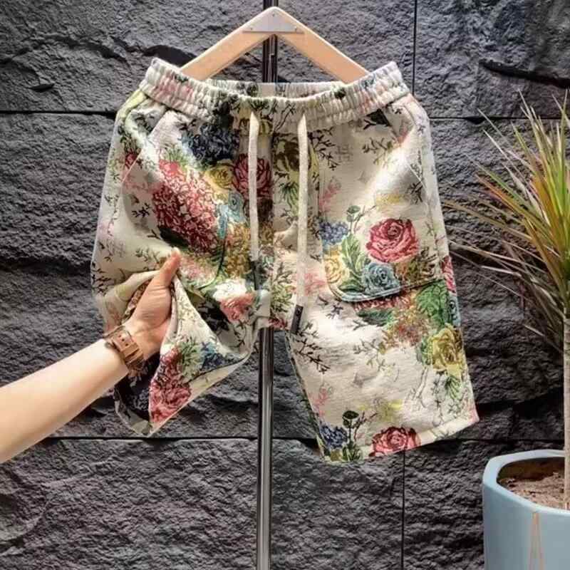 ハーフパンツ メンズ 男性用 リネン ショーツ アロハ 花柄 短パン カジュアル パンツ ズボン ボトムス ..