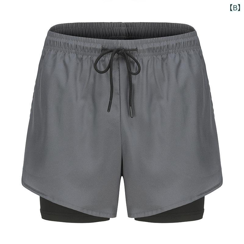 ショートパンツ メンズ 男性用 速乾 スポーツ ランニング トレーニング マラソン インナー付き アメリカン 伸縮 接触冷感 ジム フィットネス ウェア ズボン 短パン 黒 グレー