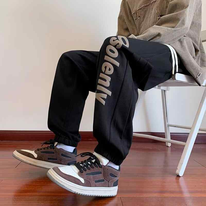 Pants - スウェットパンツ メンズ 男性用 ストリート系 裾絞り ルーズ 薄手 快適 リラックス イージーパンツ 運動 スポーツ 普段使い 春秋 ポリエステル ブラック グレー ブルー