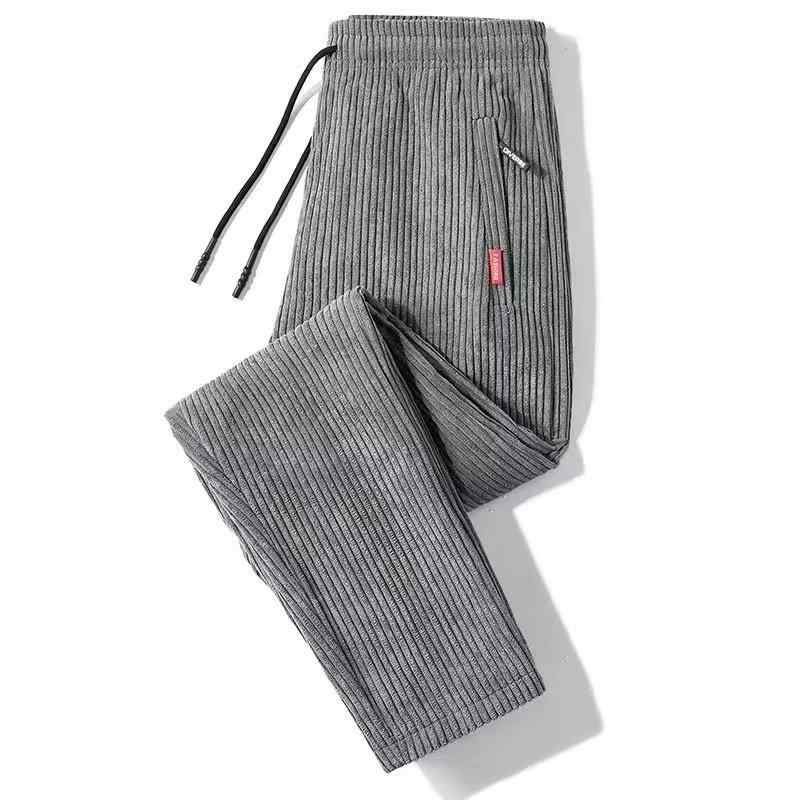 Corduroy Pants - パンツ 男性用 コーデュロイパンツ ストレート 伸縮性 普段使い リラックスウェア グレー 黒