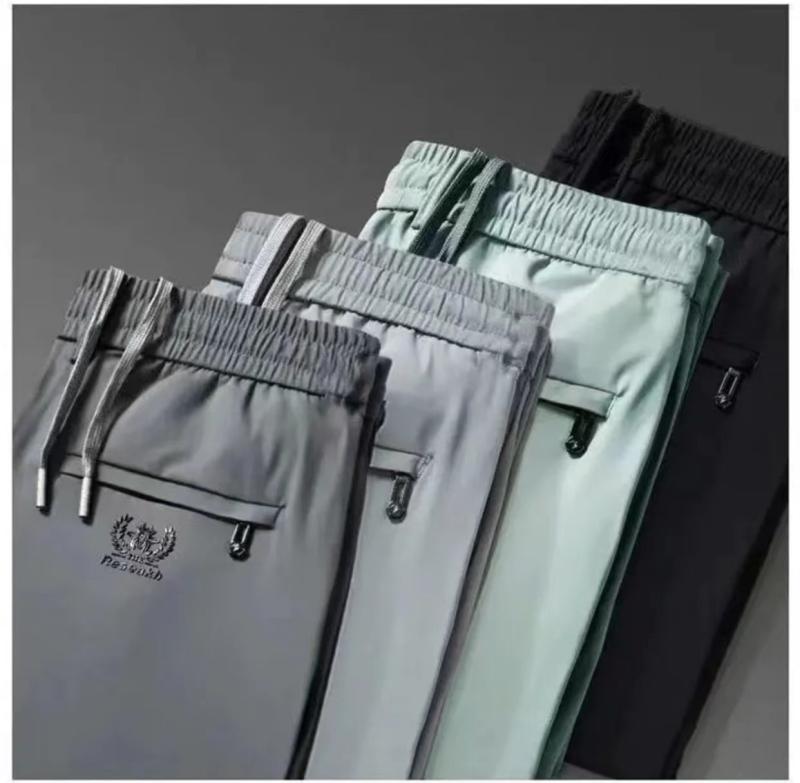 Half Pants, Shorts - カジュアルパンツ メンズ 接触冷感 ストレッチ テーパードパンツ イージーパンツ 薄手 伸縮性 ウエストゴム スラックス ビジネス 普段使い 部屋着 春夏 ブラック グレー系(x2)