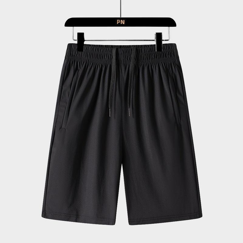 Short, Half Pants - ハーフパンツ メンズ 男性用 速乾性 膝丈 スポーツ カジュアル 無地 黒 接触冷感 通気性 伸縮性 ルームウェア 普段使い 運動 部屋着 アウトドア(x2)