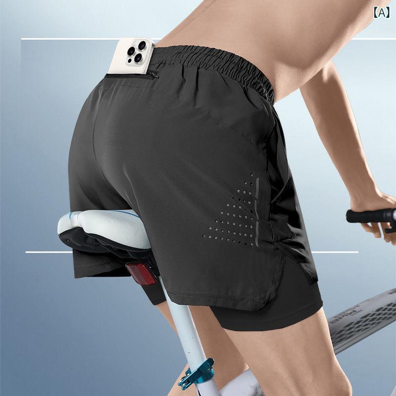 ショートパンツ メンズ 男性用 ランニング マラソン 陸上 スポーツ トレーニング ジム インナー付き 速乾 ハーフパンツ 黒 ブラック グレー ブルー