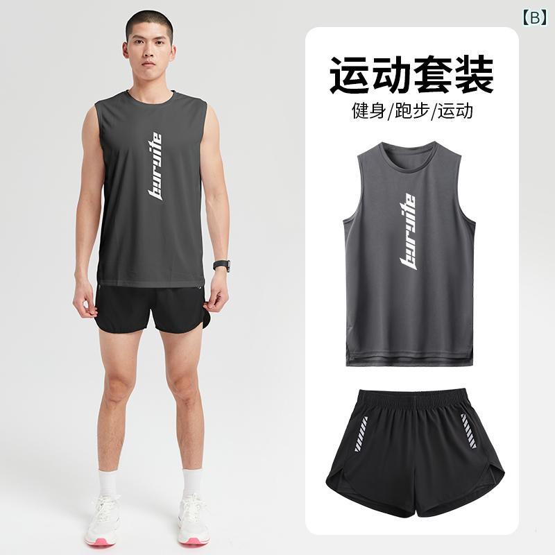 フィットネスウェア メンズ ベスト 陸上 マラソン 夏 バスケットボール トレーニン...