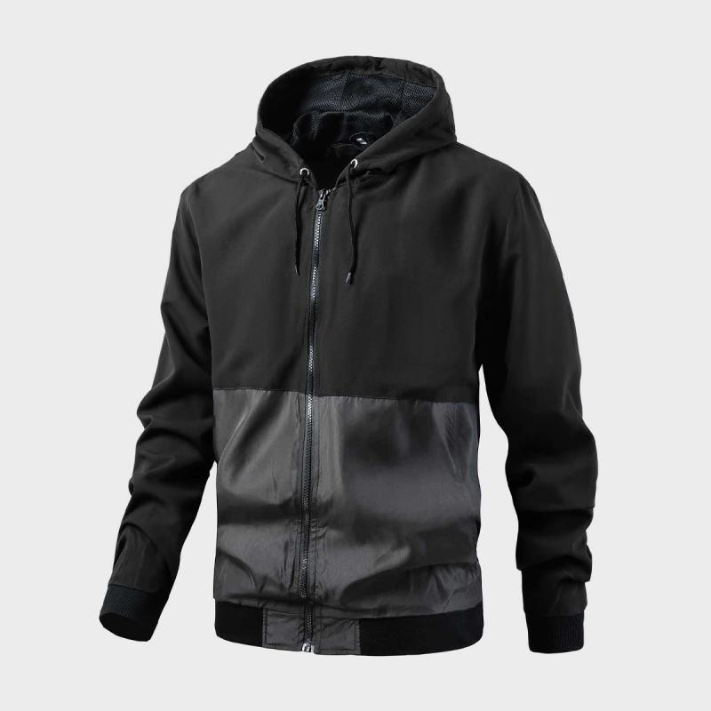 Wear - ジャケット メンズ 薄手 カジュアル 春秋 撥水 防風 配色 切り替え フード付き ブルゾン ジャンパー アウター 普段使い 2色