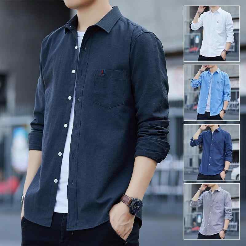 シャツ メンズ 男性用 長袖 コットン ネルシャツ カジュアルシャツ 秋冬 無地 厚手 裏起毛 暖かい 防寒..