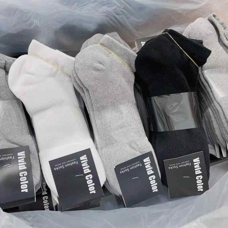 Wear - 靴下 男性用 吸湿性 通気性 コットン 厚手 タオル地 無地 ショートソックス 白 グレー 黒 普段使い カジュアル(x2)