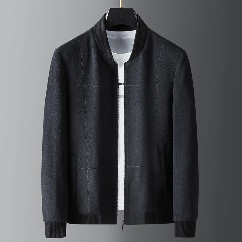 ジャケット 男性用 ウール 毛織 秋冬 カジュアル スタンドカラー アウター グレー 紺色