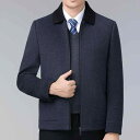 ジャケット 男性用 ウール 秋冬 ミドル丈 コート 紳士服 ウール 防風 無地 紺色 ダークグレー