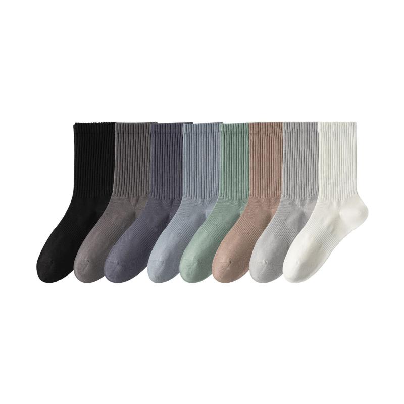 靴下 メンズ 男性用 防臭 吸汗 中筒 スポーツソックス 綿 コットン 春夏 薄手 リブ 200N 黒 白 グレー(x3)