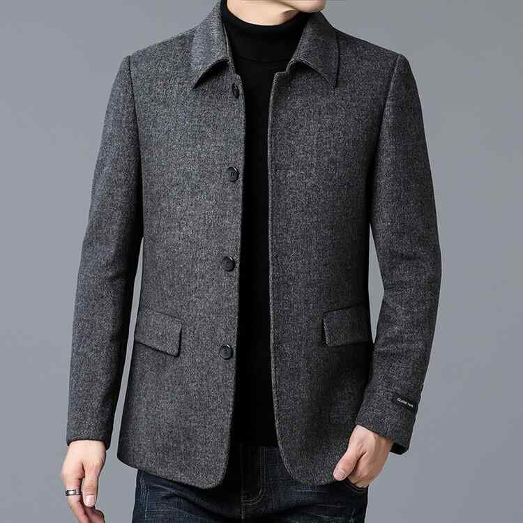 ジャケット メンズ 男性用 ウール アウター 秋冬 ビジネス 紳士服 テーラード 耐摩耗性 ポリエステル混紡 ブラック グレー キャメル
