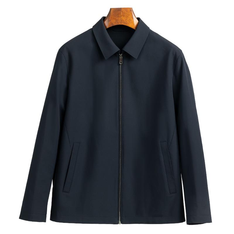 ジャケット メンズ 男性用 ビジネス 紳士 幹部 翻領 アウター 多ポケット 無地 合体型 ネイビー系 化繊