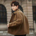 コート メンズ 男性用 ウール テーラード 秋冬 防風 暖かい カジュアル ショート丈 韓国 ゆったり 厚手 キャメル ブラック