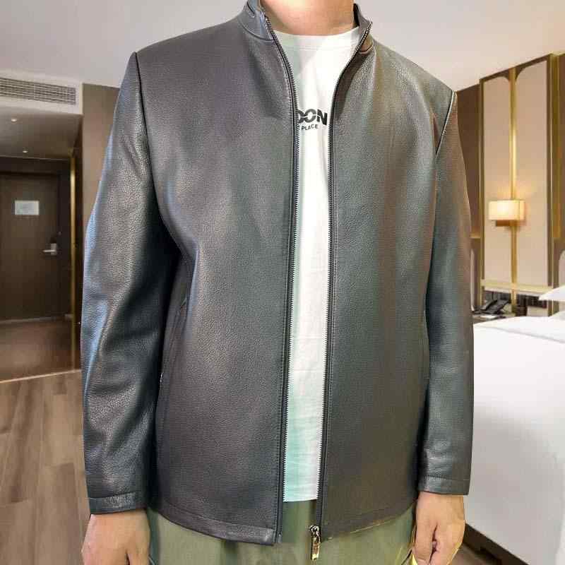 レザージャケット 男性用 シープスキン 羊革 ライダースジャケット ブルゾン スタンドカラー 無地 春秋 ブラック