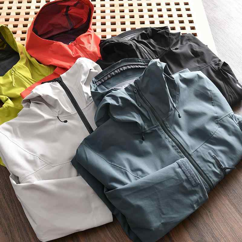 楽天LINEAR shopジャケット 男性用 防水 防風 アウター 春秋 スポーツ アウトドア 登山 クライミング ウェア 長袖 フルジップ 合体型 無地 黒 グレーグリーン オレンジレッド ベージュ イエロー