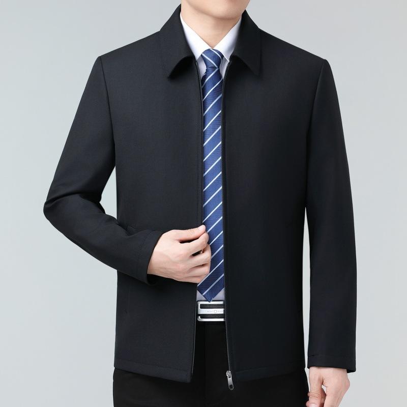 ジャケット 男性用 ウール 混紡 アウター 紳士服 ミドルエイジ ビジネスカジュアル トップス 無地 長袖 黒 ブラック 紺 ネイビー グレー 秋 春秋冬 防風 撥水