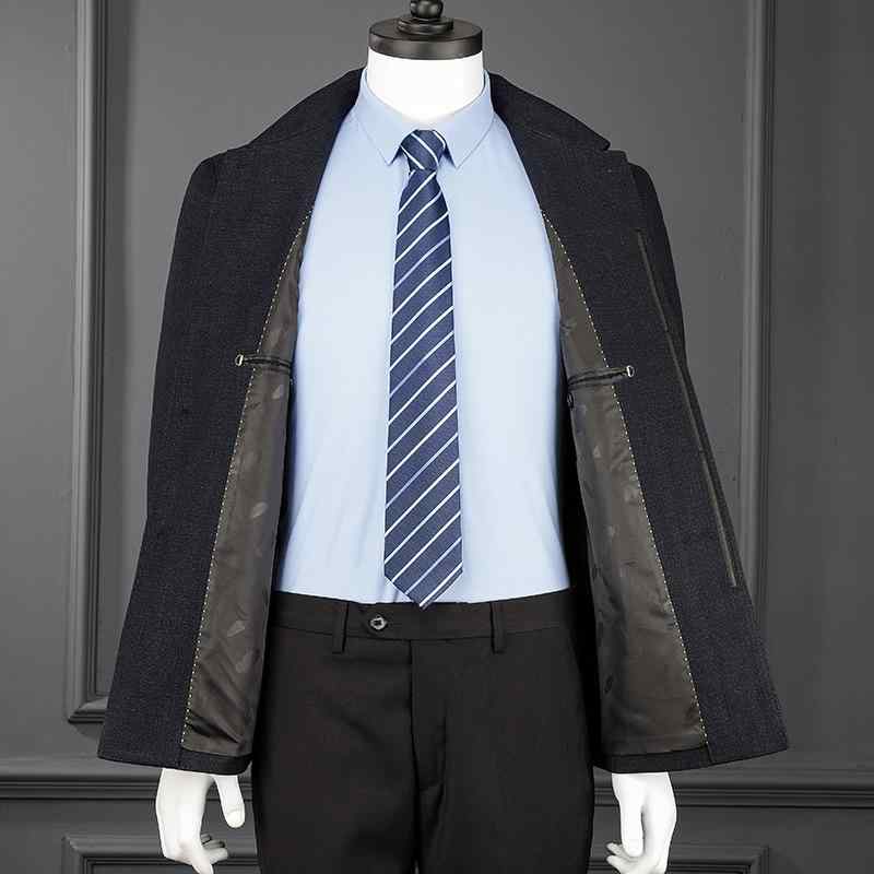 ジャケット メンズ 男性用 ウール混紡 ミドルエイジ シニア テーラードカラー シングルブレスト 無地 秋 アウター 防風 紳士服 カジュアル 黒 ブラック グレー