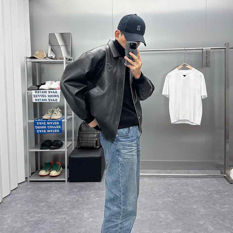 ジャケット メンズ 男性用 PUレザー ブルゾン ライダース アウター 刺繍 ブラック 黒 春秋 スプリング ..