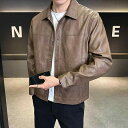 レザージャケット メンズ 男性用 PUレザー 翻襟 ライトアウター 合皮 合成皮革 ブルゾン ジャンパー スプリングコート 普段使い 春秋 咖色 ...