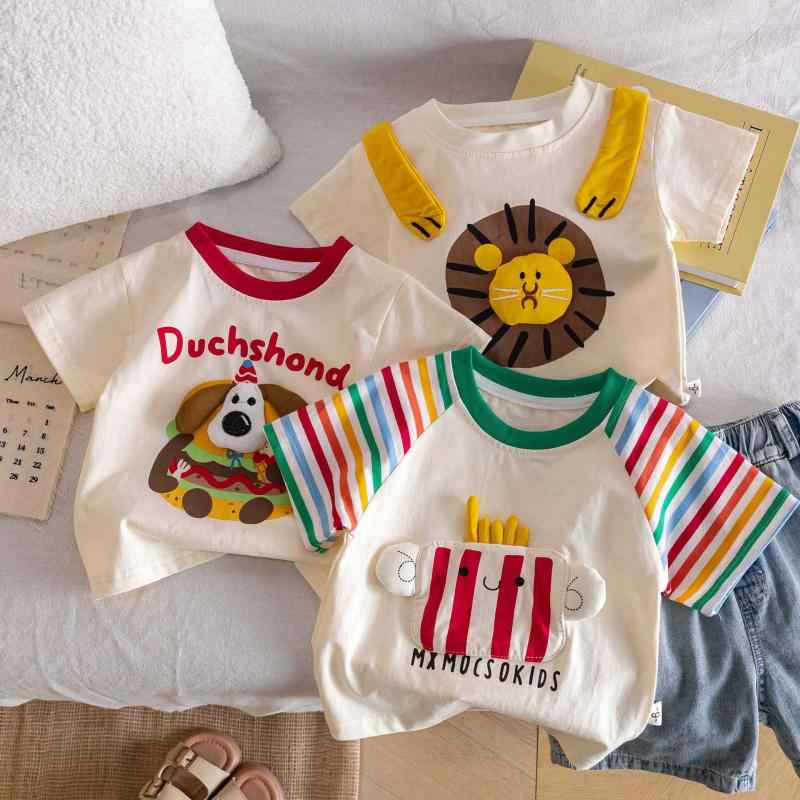 Tシャツ キッズ 男の子 半袖 子供服 トップス 夏服 カットソー 綿 吸湿速乾 80 90 100 110 120 130 サイズ かわいい カートゥーン プリント 普段着