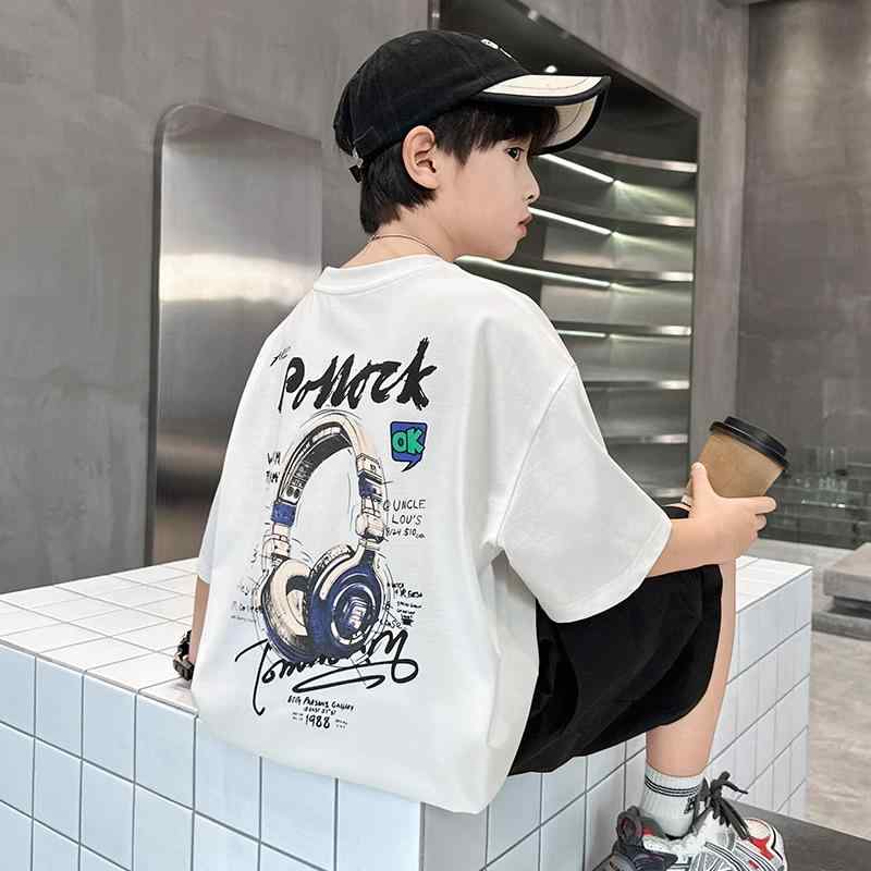 Tシャツ キッズ 男の子 半袖 薄手 子供服 カジュアル プリントTシャツ 綿 トップス 春夏 白 黒 90cm 100cm 110cm 120cm 130cm 140cm 150cm 160cm 170cm