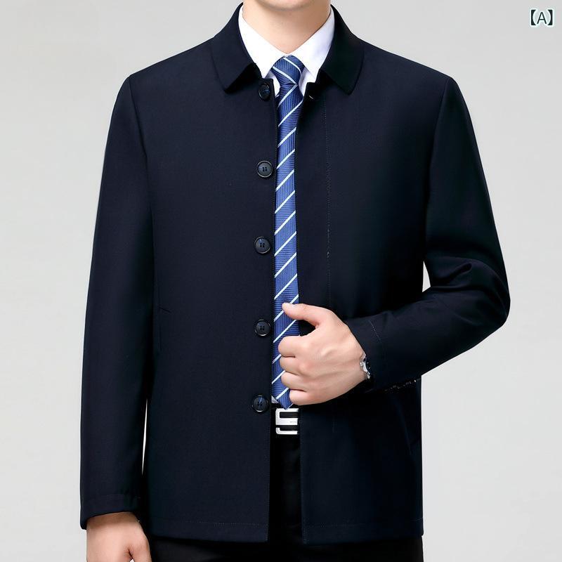 ジャケット 男性用 ウール テーラードジャケット ビジネス カジュアル シニア 父親 服 無地 大きいサイズ ネイビー 紺 ブラック 黒 グレー