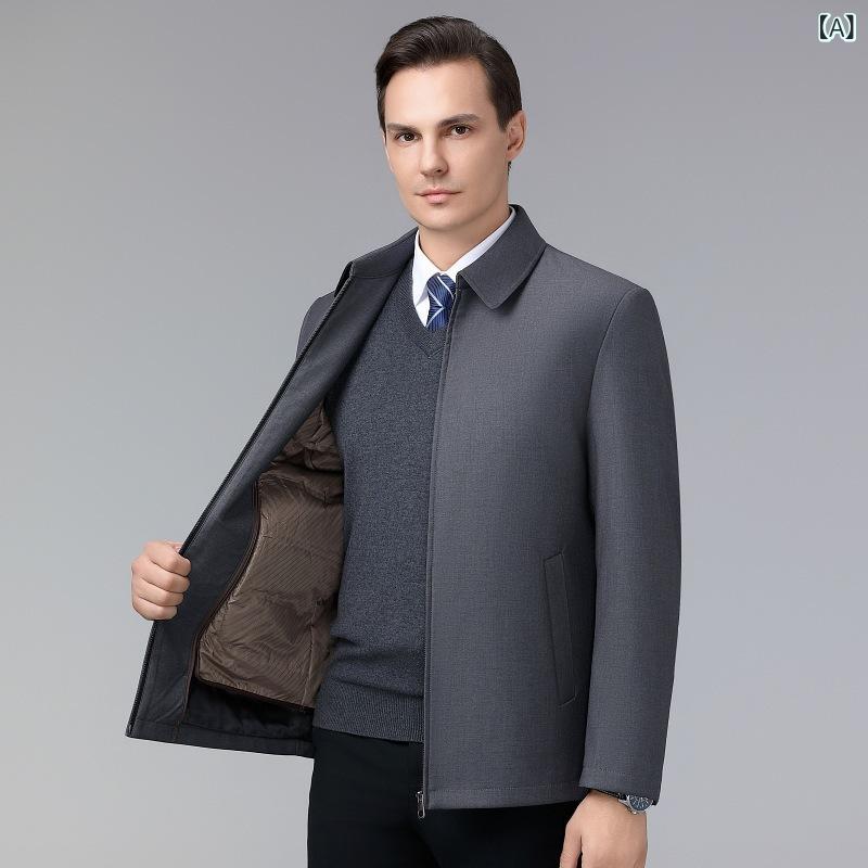 LINEAR shopのジャケット メンズ 男性用 取り外し可能 インナー付き アウター 紳士服 ビジネスカジュアル 無地 ポリエステル グレー 紺色 黒 秋冬｜アングル2