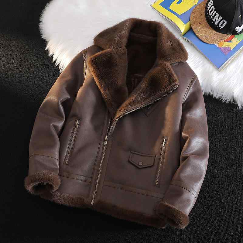 ジャケット メンズ 男性用 PUレザー 裏ボア 防寒 あったか 暖かい 合皮 レザージャケット ブルゾン ジャンパー アウター 深咖色 秋冬