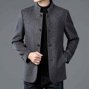 コート メンズ ウール 秋冬 ショート丈 シングルブレスト ジャケット アウター グレー 立襟 普段使い 通勤用