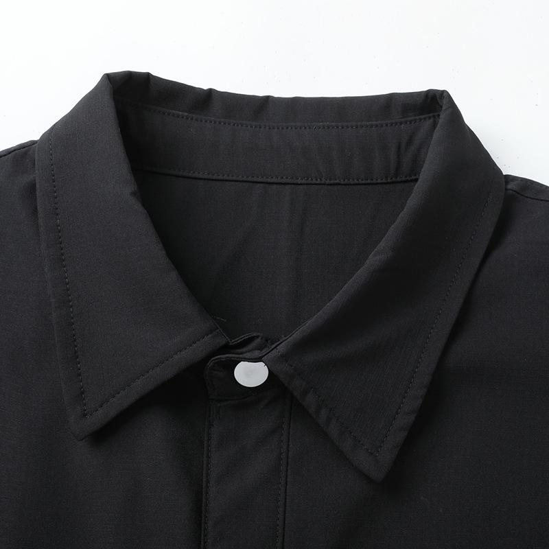 ジャケット 男性用 シャツ 大きいサイズ 長袖 ポリエステル 普段使い 春秋 黒 カーキ