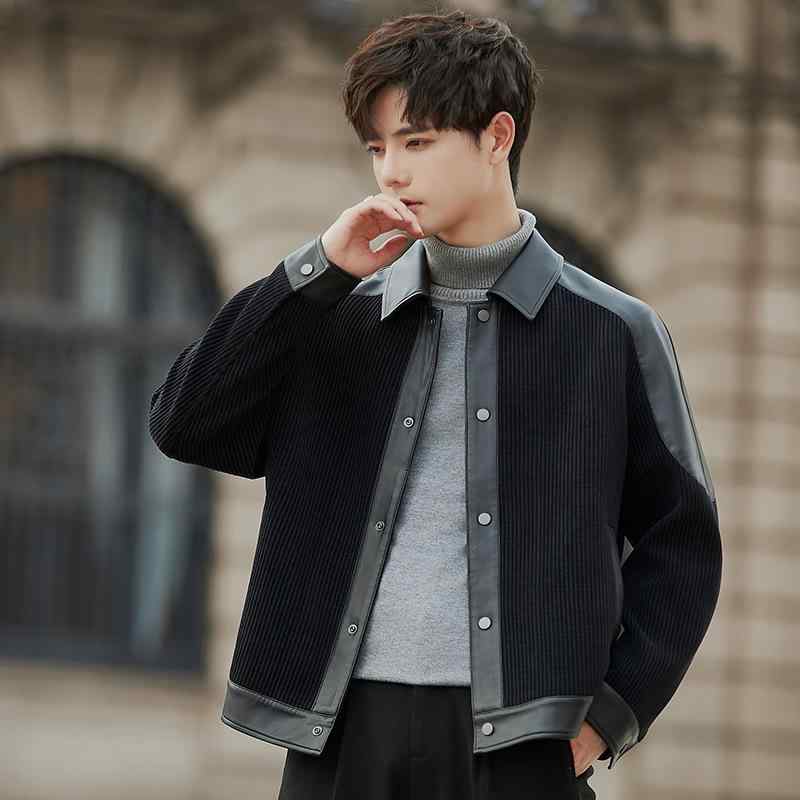 ダウンジャケット メンズ 男性用 秋冬 加厚 防風 PUレザー 切り替え 暖かい アウター ジャンパー ブルゾン