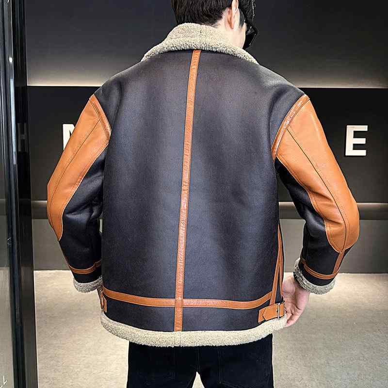 ジャケット 男性用 アウター 秋冬 暖かい 裏ボア 切り替え ゆったり 大きいサイズ カジュアル 深咖色