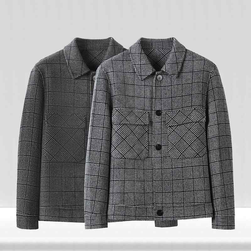 ジャケット 男性用 ウール混紡 ビジネス アウター 秋冬 防寒 グレー カーキ