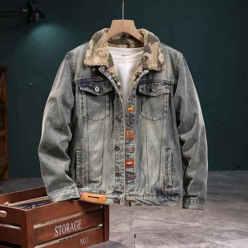ジャケット 男性用 デニム 裏起毛 秋冬 あったか 厚手 スリムフィット 防寒 カジュアル トップス