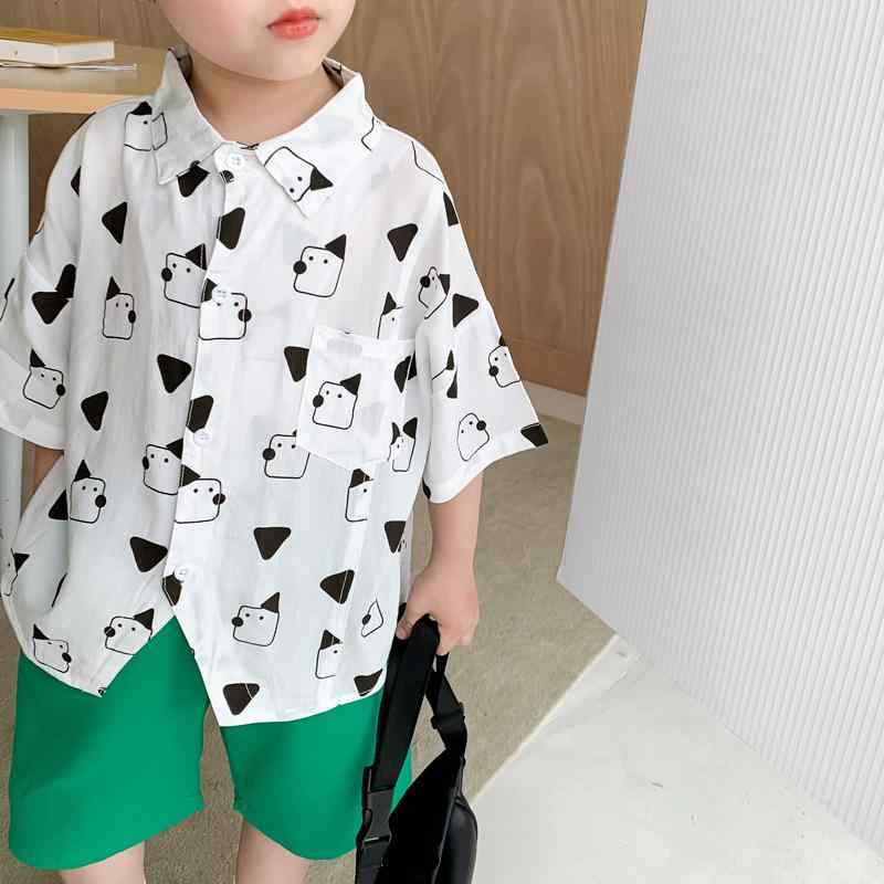 シャツ キッズ 男の子 半袖 薄手 天竺 綿 アニマル柄 プリント イラスト 涼しい 柔らかい 普段着 かわ..