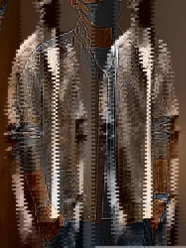 ジャケット メンズ レザー 秋冬 裏起毛 レトロ バイカー PU 合皮 ブルゾン スタンドカラー ゆったり ショート丈 ブラウン ブラック