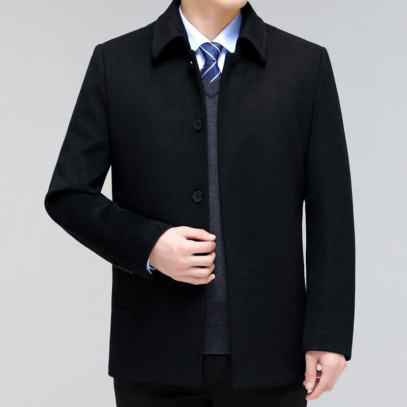 ジャケット メンズ 男性用 ウール混紡 襟付き アウター 防風 防寒 普段使い ビジネス カジュアル 黒 ブラック 青 ブルー