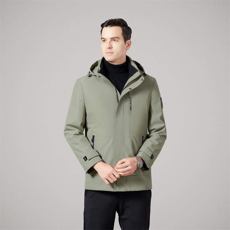 ジャケット メンズ 男性用 秋冬 カジュアル フード付き 防寒着 ブルゾン アウター ジャンパー ポリエステル 無地 ブラック 黒 普段使い