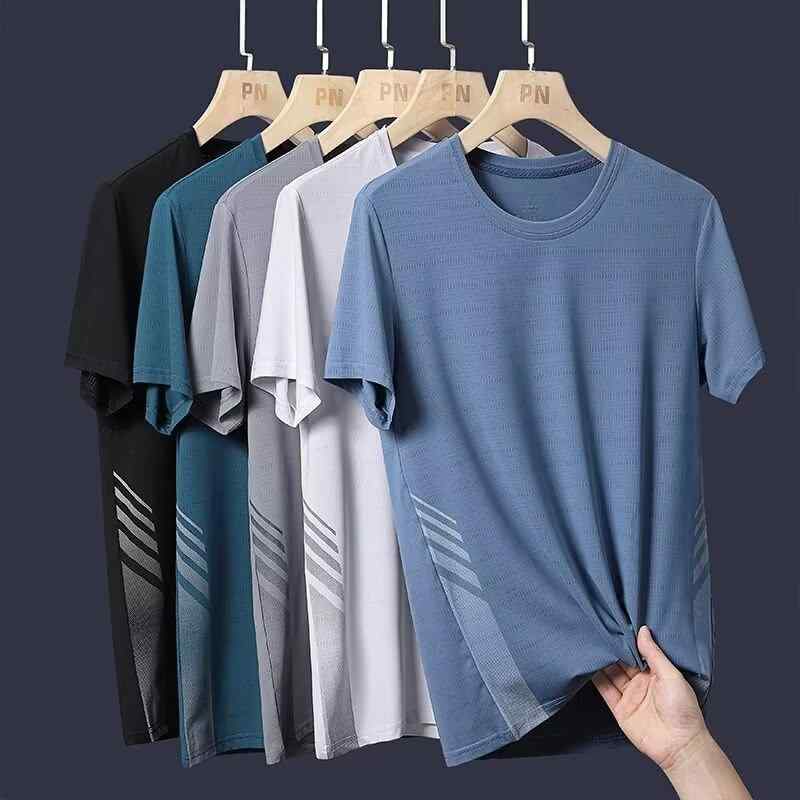 Tシャツ メンズ 男性用 半袖 夏 薄手 吸湿速乾 ストレッチ 接触冷感 トップス 普段使い 部屋着 スポーツ トレーニング 運動着 格子柄 幾何学模様 ポリエステル ホワイト ブラック グレー ブルー・カテゴリ: Tシャツ ・スタイル: ベーシック ・柄: 格子.プリント（幾何学模様） ・ネックライン: クルーネック ・袖丈: 半袖 ・フィット: ルーズ ・素材: ポリエステル89% ・厚さ: 薄手 ・色: ホワイト, ブラック, グレー, ブルー ・サイズ: M, L, XL, 2XL, 3XL, 4XL, 5XL ・対象: 若者, 成人 ・性別: 男性 ・重さ: 約180g ・生地: ポリエステル ・袖のタイプ: 通常 ・特徴: 通気性, 耐摩耗性